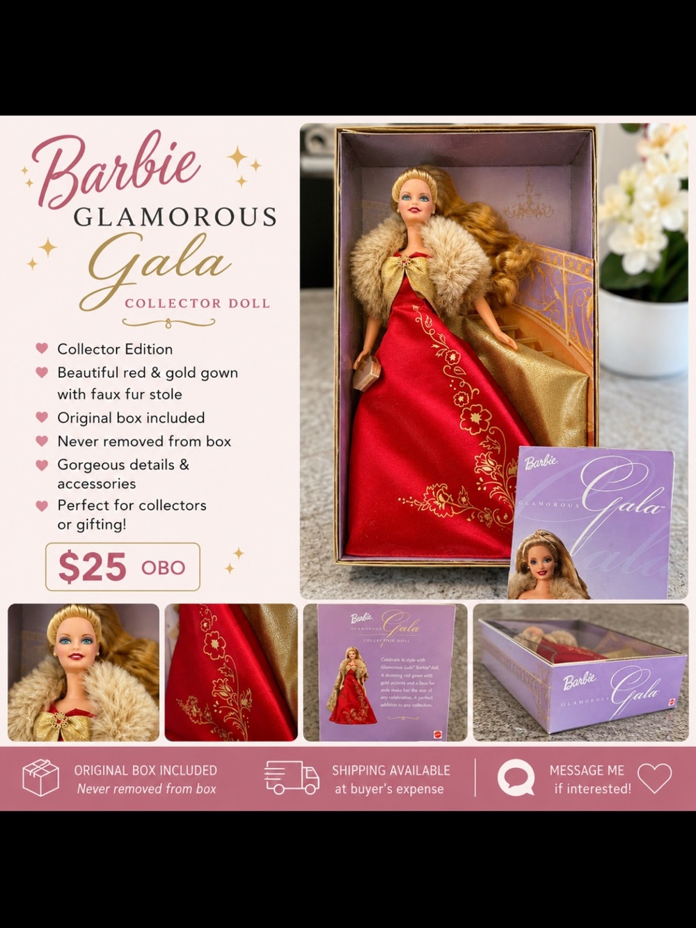 Barbie Glamorous Gala Doll - Red & Gold Ensemble